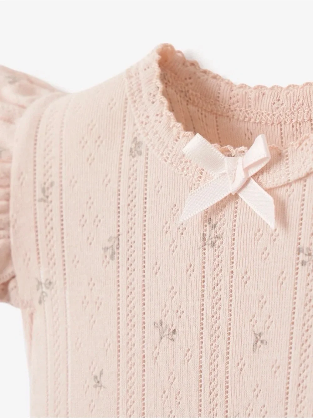 Elegant Baby Blush Floral Pointelle Bubble Romper